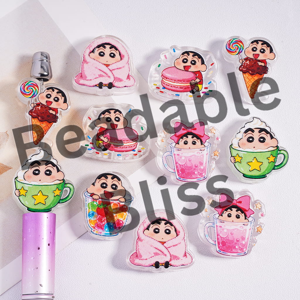 Set of cartoon character-themed refrigerator magnets on a white background.