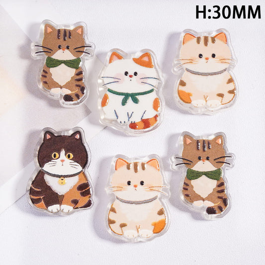 Set of six cat-shaped items with a height of 30mm on a white background