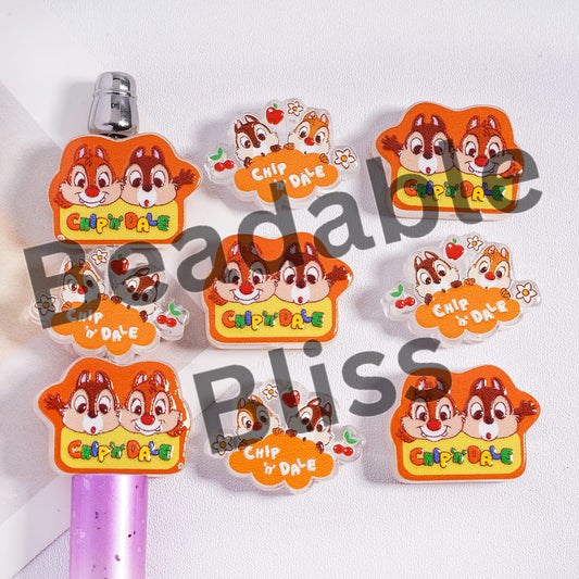 Acrylic Beads Classic Animation Brother Chipmunk Prints Series