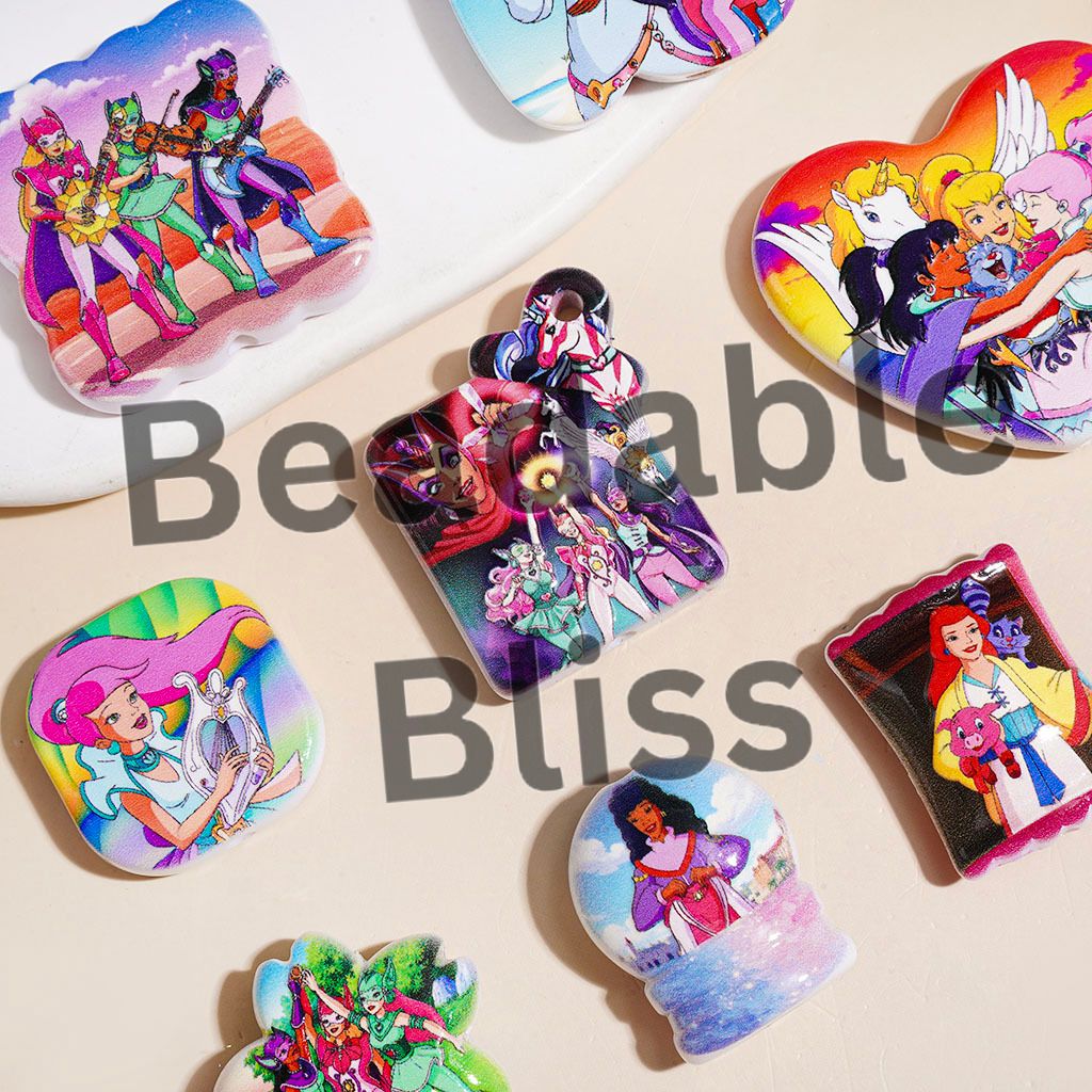 Magical Princess Knight Unicorn Character Acrylic Beads and Pendants, Random Mix