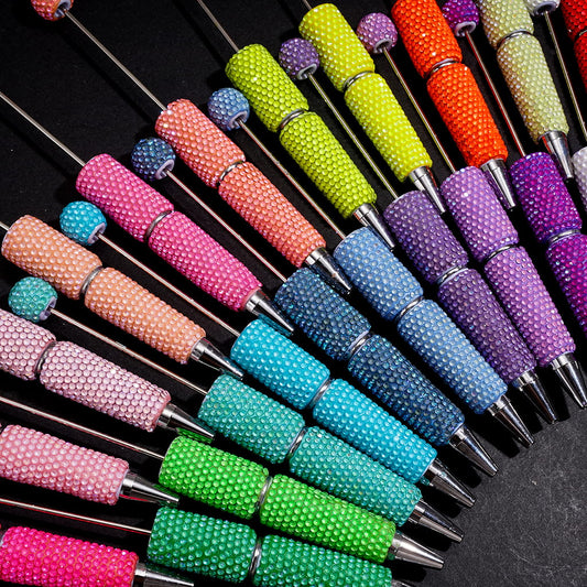 Beadable Clay Pens w Sparkling Rhinestones in UV Coating Process Covered the Entire Pens, Multi-Color (Please Read the Description)
