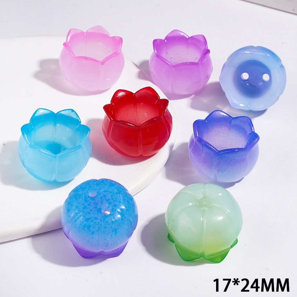 Lily-of-the-Valley Acrylic Beads for DIY Bonsai Decoration or Jewelry Accessory, 17*24MM Multi-Color Random Mix (Double Holes）