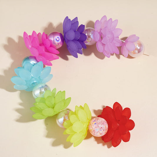 Frosted Matte Three Layer Lotus Acrylic Spacer Beads, for DIY Jewelry Accessories or Interior Decoration, Semi-Clear, Multi-Color (Please Read Description)