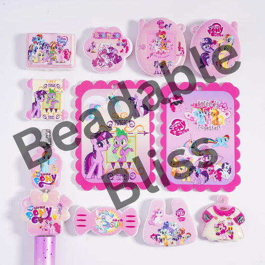 Acrylic Beads Pendant with Unicorn Little Horse in Various Designs, Pink Series, Random Mix