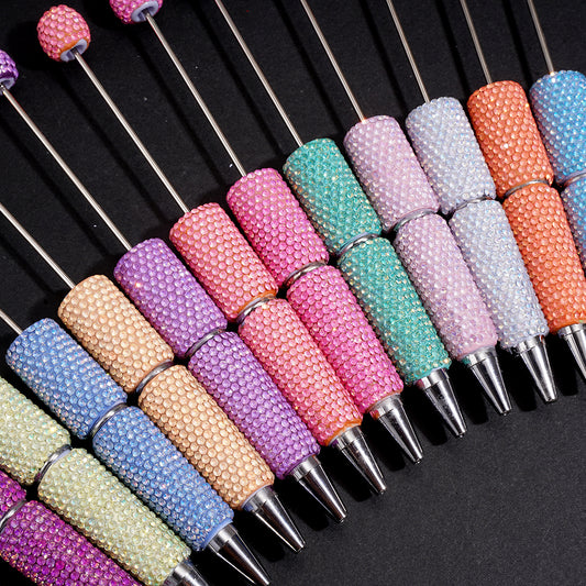 Beadable Clay Pens with Sparkling Iridescent Rhinestones Covering the Entire Pen, Multi-Color