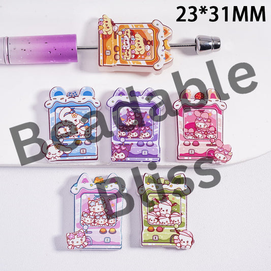 Acrylic Beads Adorable Character Series, Claw Doll Machine Shape, 23*31MM, Random Mix