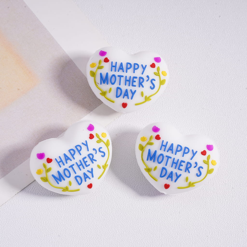 Silicone Focal Beads 3D Mother's Day Series, Animals and Hearts and Gnome and Flowers