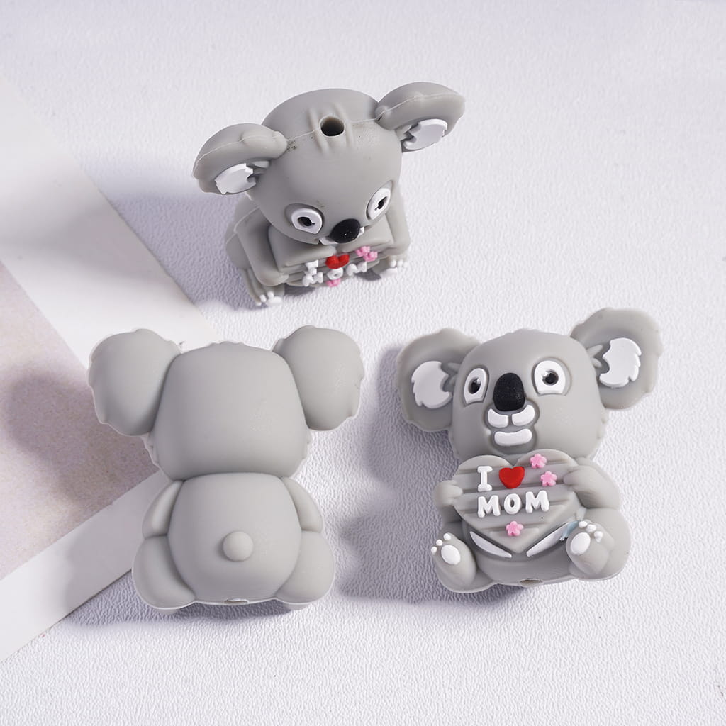 Silicone Focal Beads 3D Mother's Day Series, Animals and Hearts and Gnome and Flowers