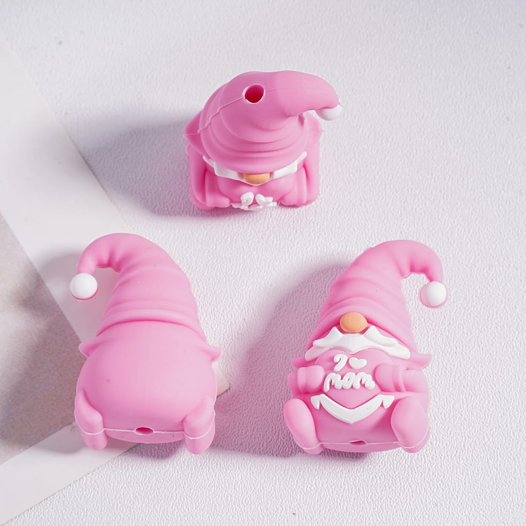 Silicone Focal Beads 3D Mother's Day Series, Animals and Hearts and Gnome and Flowers