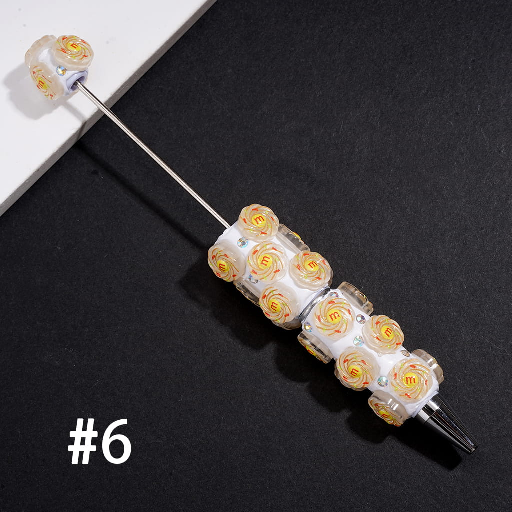 Beadable Clay Pen with Spiral Candy Chip Design & AB Rhinestones, Multi-Color