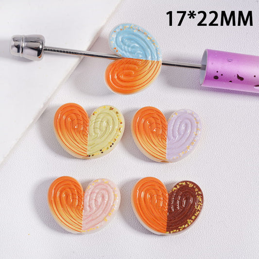 Acrylic Beads Butterfly Pastry in Double Colors, 17*22MM, Multi-Color, Random Mix