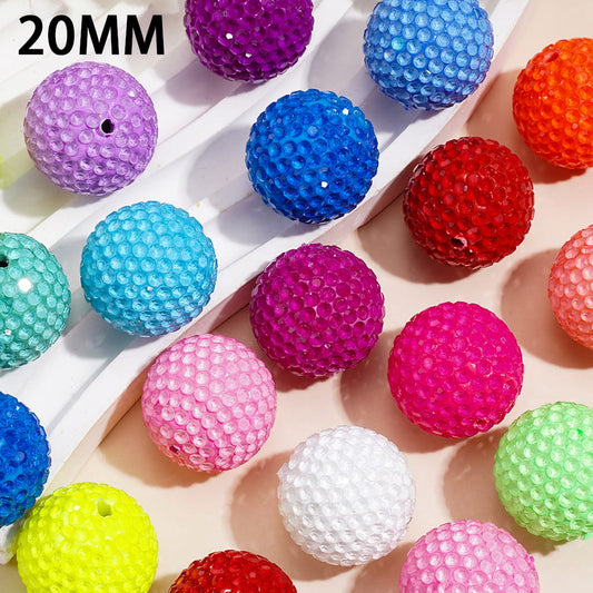 Fluorescent Clay Beads Bubble Texture Clear Rhinestones, 20MM, Multi-Color