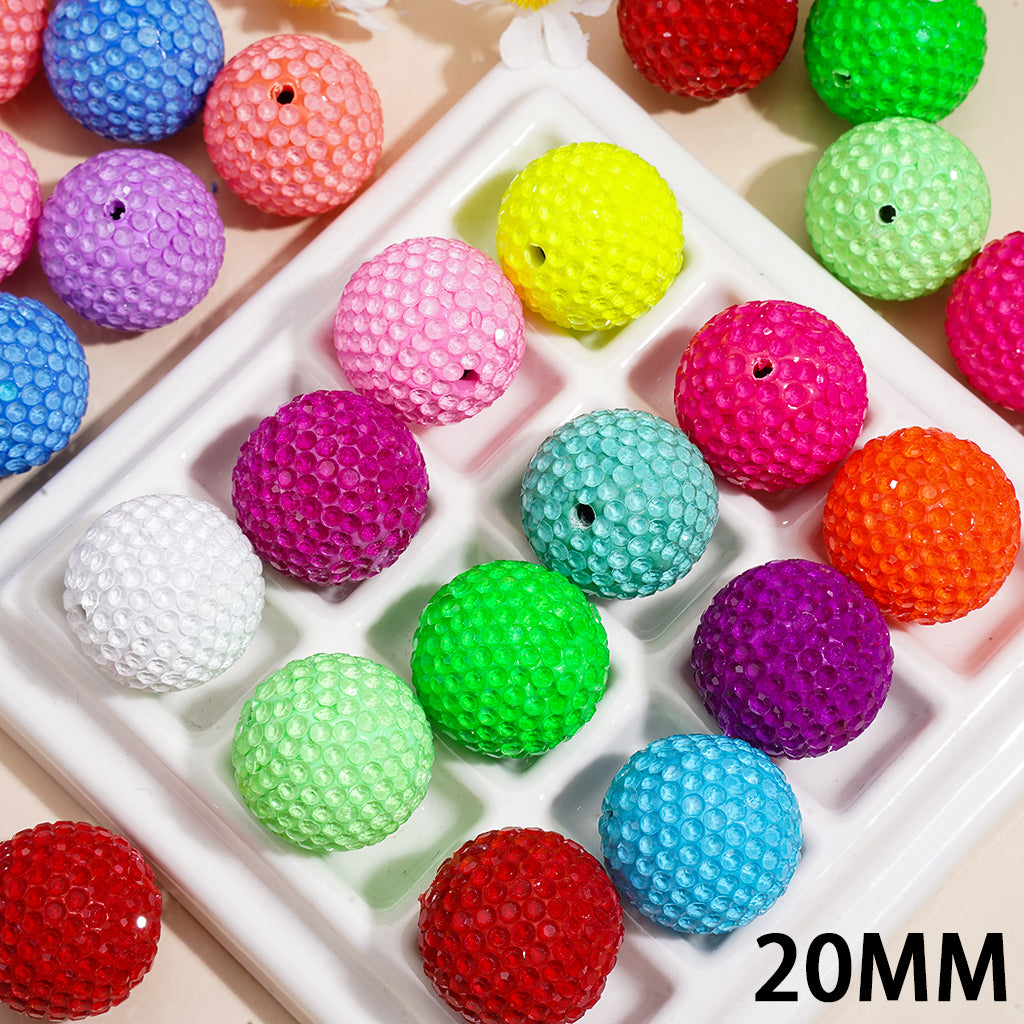 Fluorescent Clay Beads Bubble Texture Clear Rhinestones, 20MM, Multi-Color