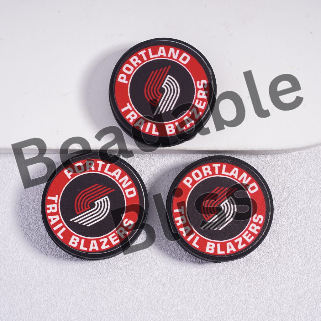 Three Portland Trail Blazers logo buttons on a white background with 'handsupsupply' branding.