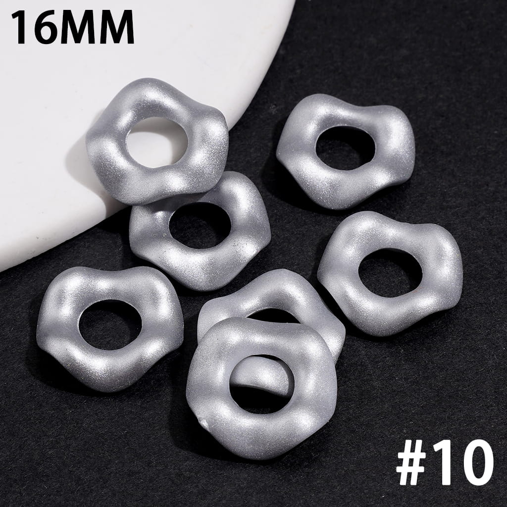 Stackable Acrylic Spacer Beads w Rubber-Touch Wavy Shape, 16MM, Multi-Color (Hole Diameter Around 6.5MM)