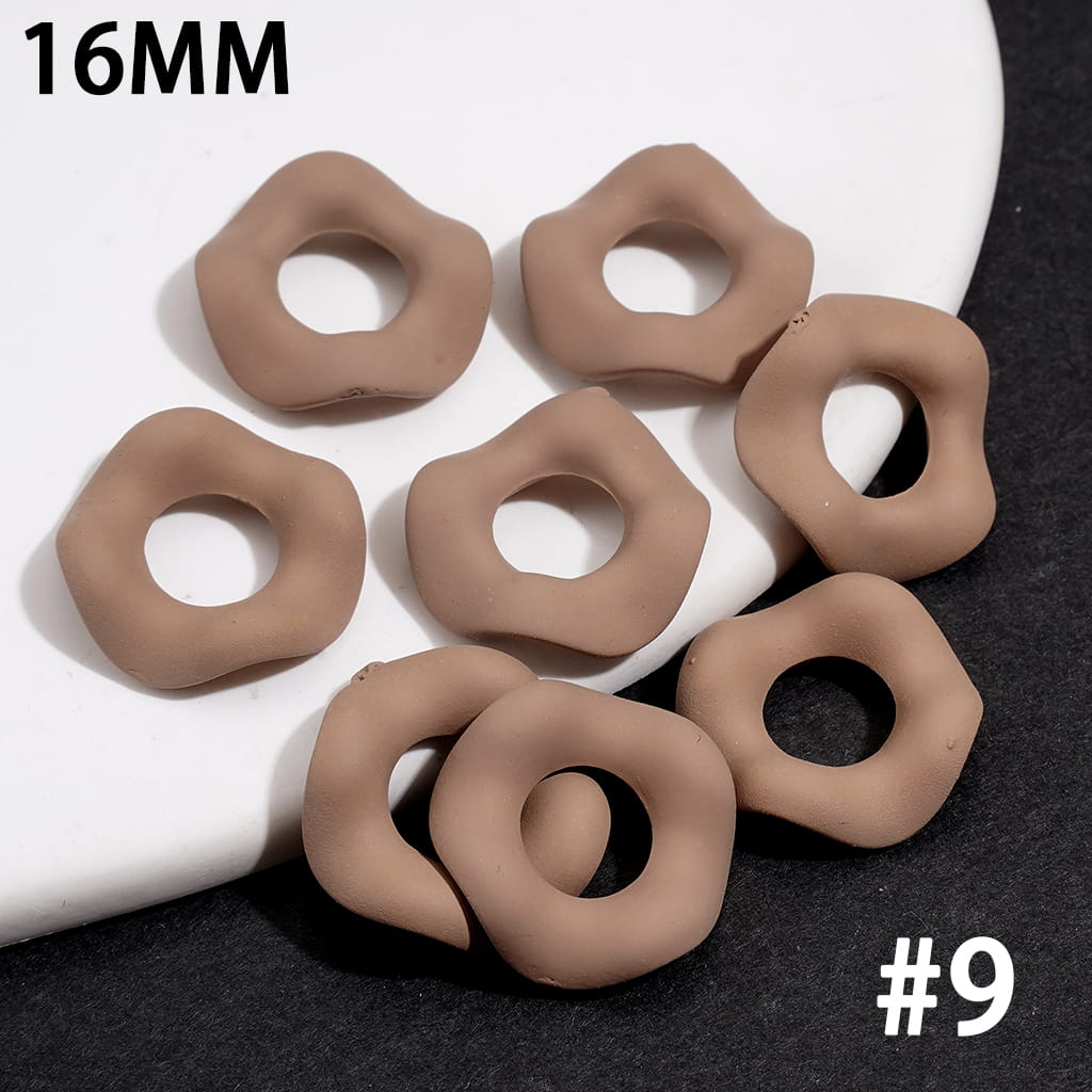 Stackable Acrylic Spacer Beads w Rubber-Touch Wavy Shape, 16MM, Multi-Color (Hole Diameter Around 6.5MM)
