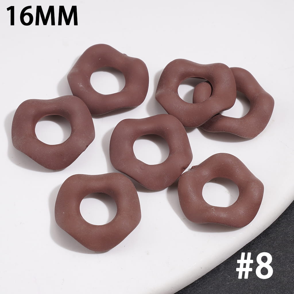 Stackable Acrylic Spacer Beads w Rubber-Touch Wavy Shape, 16MM, Multi-Color (Hole Diameter Around 6.5MM)