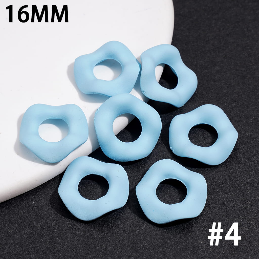 Stackable Acrylic Spacer Beads w Rubber-Touch Wavy Shape, 16MM, Multi-Color (Hole Diameter Around 6.5MM)