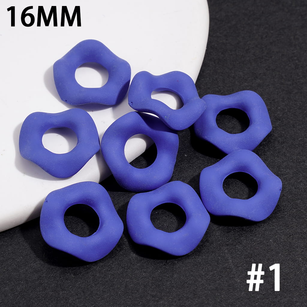 Stackable Acrylic Spacer Beads w Rubber-Touch Wavy Shape, 16MM, Multi-Color (Hole Diameter Around 6.5MM)