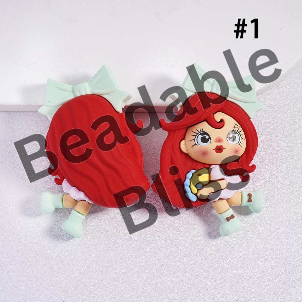 Cartoon character with red hair and a heart on a white background