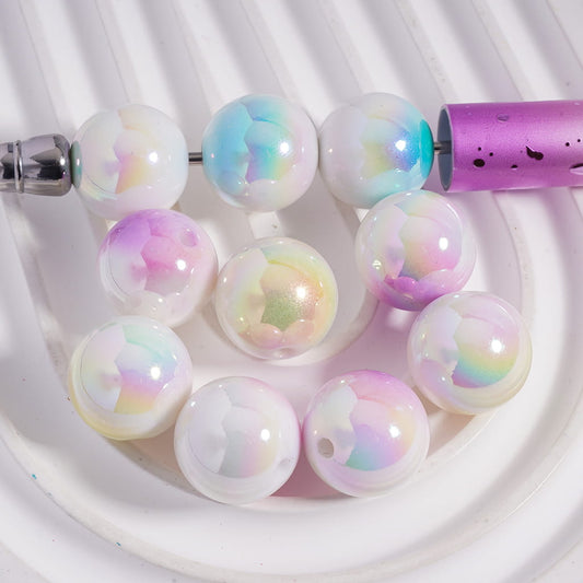 Acrylic Beads for Bracelets UV Coating Round in Various Colors, 16MM, Random Mix