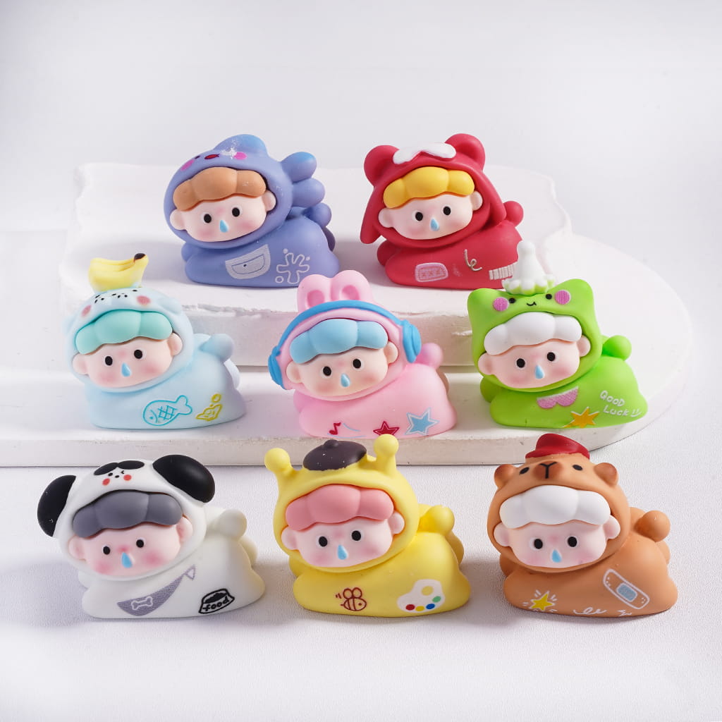Baby Figurine with Cute Footed Pajama and Prone Gesture, can be also used as Acrylic Beads or Pen Topper