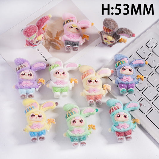 Girl with Bunny Costume Figurine, can be also used as Acrylic Beads or Pen Topper, Fluffy, Height 53MM