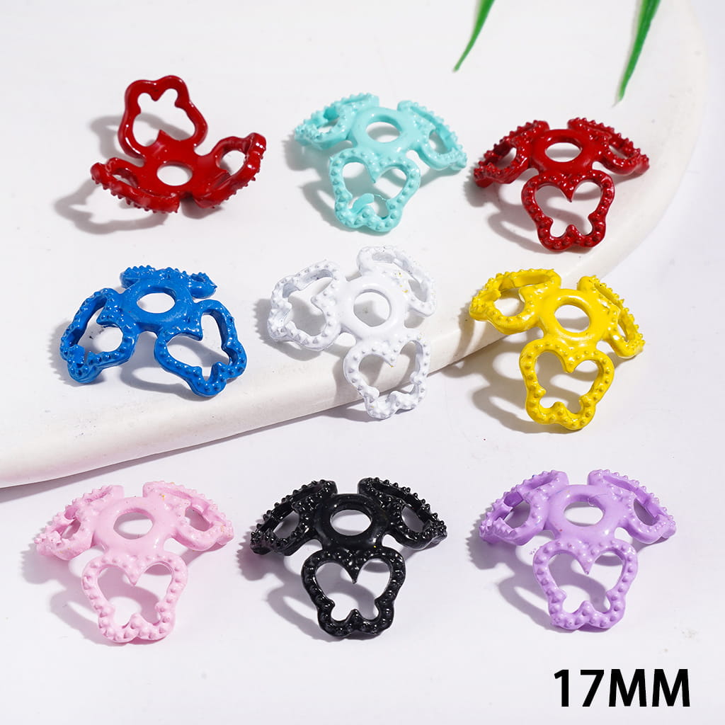 Alloy Beads Cages Hollowed Butterfly, Bead Cap, 17MM Assorted Colors Random Mix (They Fit 16MM Beads)