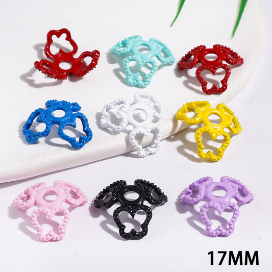 Alloy Beads Cages Hollowed Butterfly, Bead Cap, 17MM Assorted Colors Random Mix (They Fit 16MM Beads)