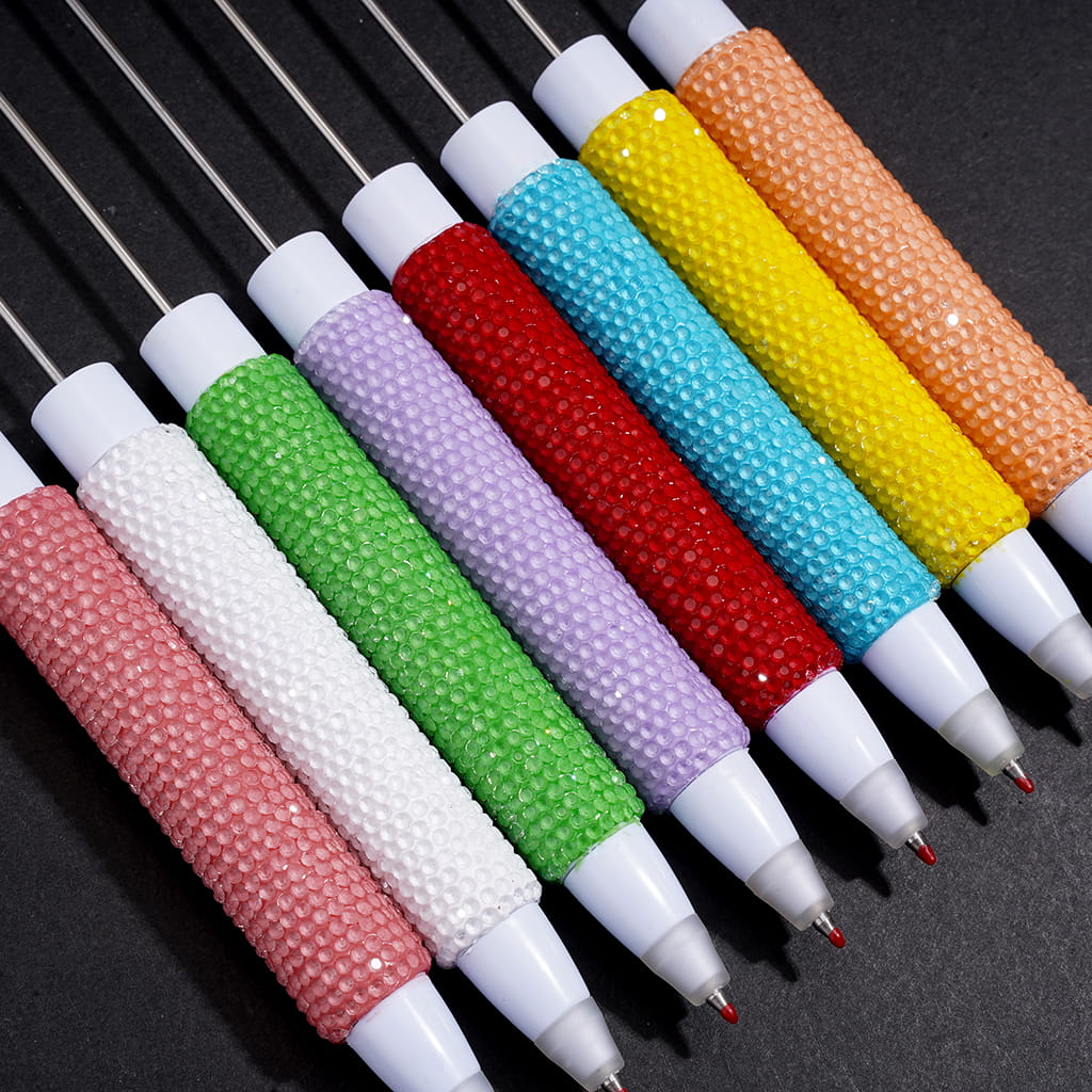 Unique Beadable Clay Ballpoint Pens, Shiny Rhinestones Covered the Entire Pens, Various Colors