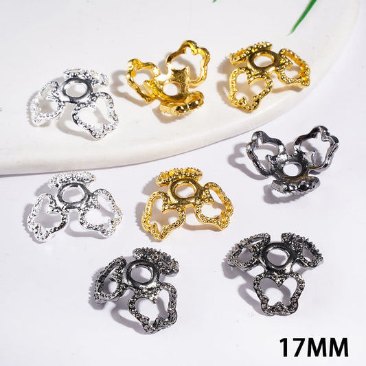 Alloy Beads Cages Hollowed Butterfly, Bead Cap, 17MM Multi-Color (They Fit 16MM Beads)