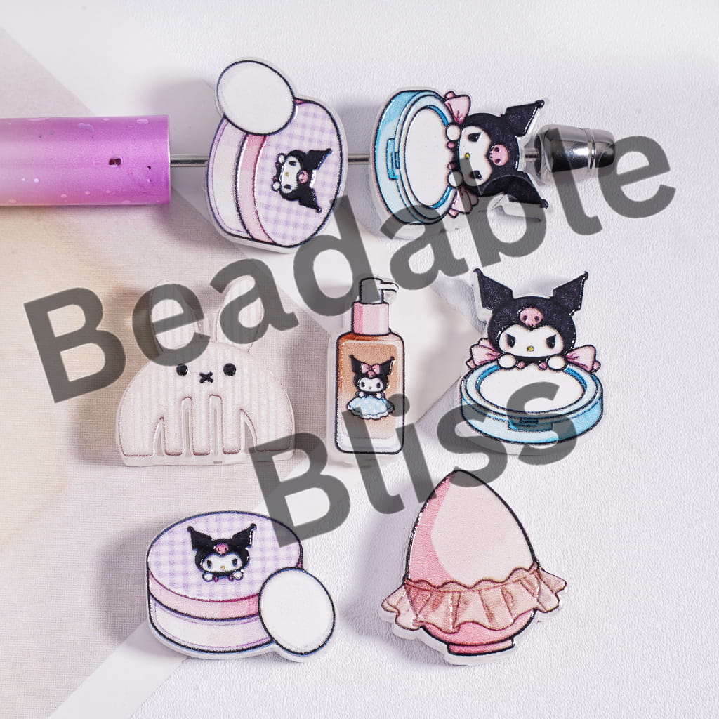 Acrylic Beads Concavo-Convex Adorable Character Makeup Collection Series, Random Mix