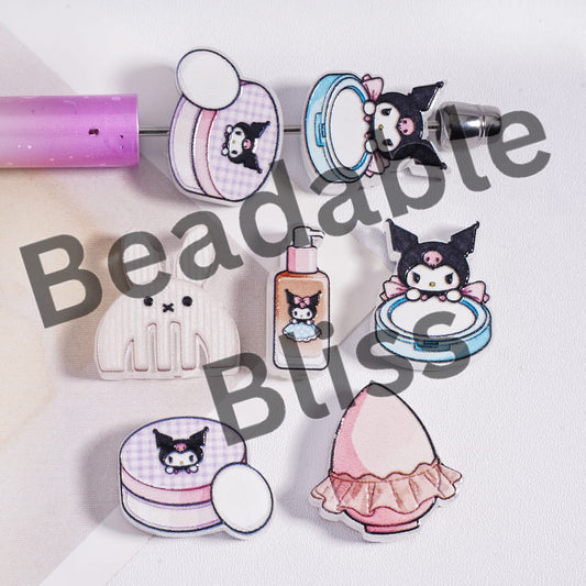 Acrylic Beads Concavo-Convex Adorable Character Makeup Collection Series, Random Mix
