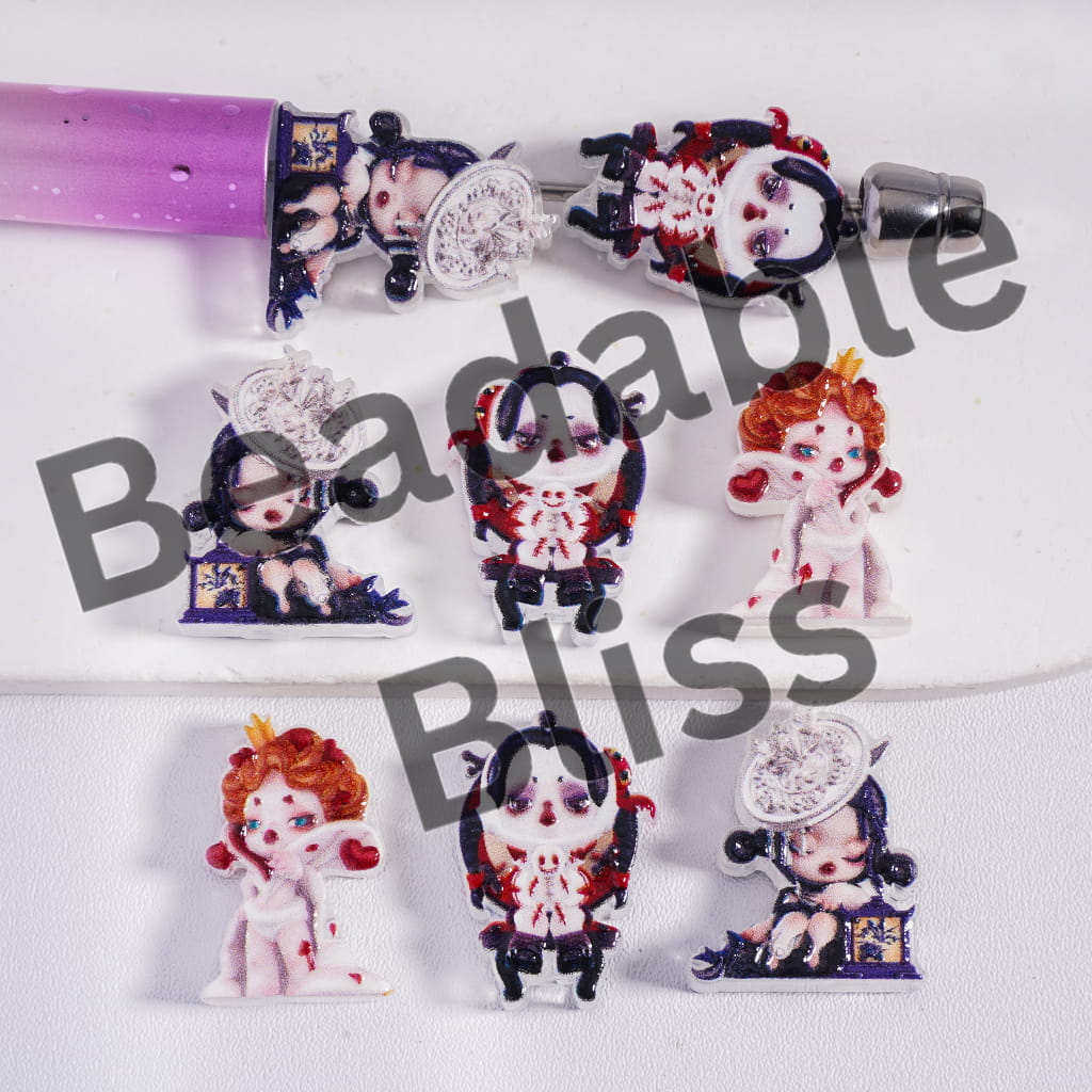 Acrylic Beads Concavo-Convex Baby Girl Doll Dark Queen Series, Random Mix