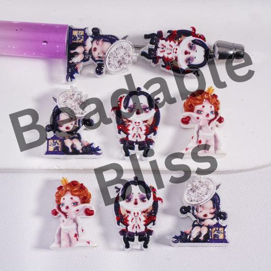 Acrylic Beads Concavo-Convex Baby Girl Doll Dark Queen Series, Random Mix