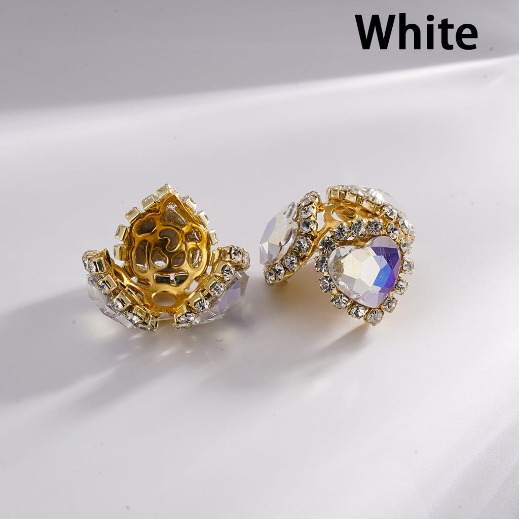 Fancy Bead Cages with Heart Rhinestones and Clear Rhinestone Chains, Gold Bead Cap, Multi-Color (They Fit 16MM Beads)