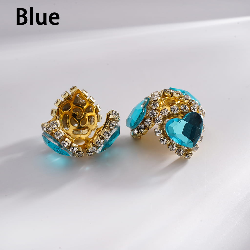 Fancy Bead Cages with Heart Rhinestones and Clear Rhinestone Chains, Gold Bead Cap, Multi-Color (They Fit 16MM Beads)