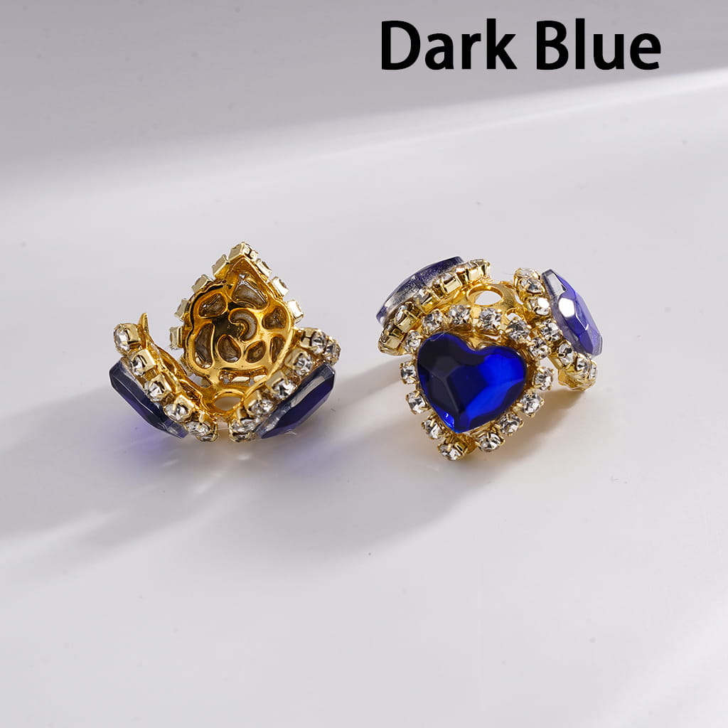 Fancy Bead Cages with Heart Rhinestones and Clear Rhinestone Chains, Gold Bead Cap, Multi-Color (They Fit 16MM Beads)