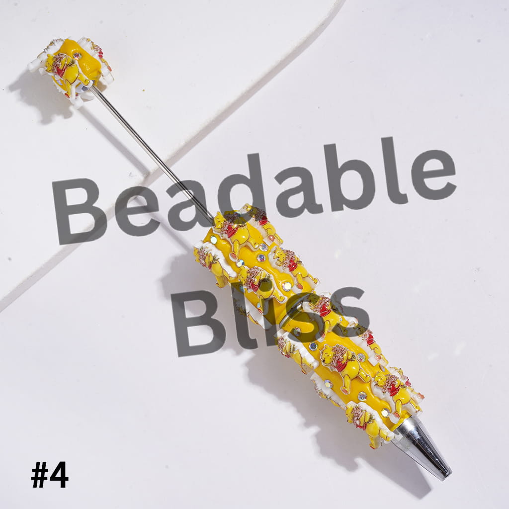 Beadable Clay Pens with Cute Donkey Tiger Bear Pig Character Series and AB Rhinestone, Multi-Color