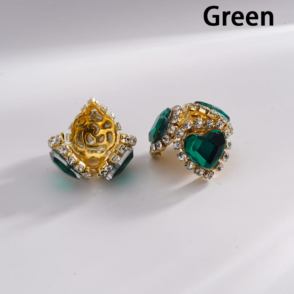 Fancy Bead Cages with Heart Rhinestones and Clear Rhinestone Chains, Gold Bead Cap, Multi-Color (They Fit 16MM Beads)