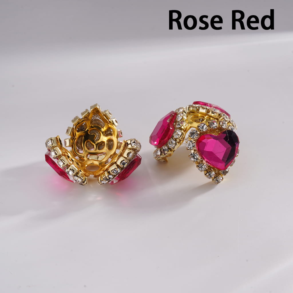 Fancy Bead Cages with Heart Rhinestones and Clear Rhinestone Chains, Gold Bead Cap, Multi-Color (They Fit 16MM Beads)