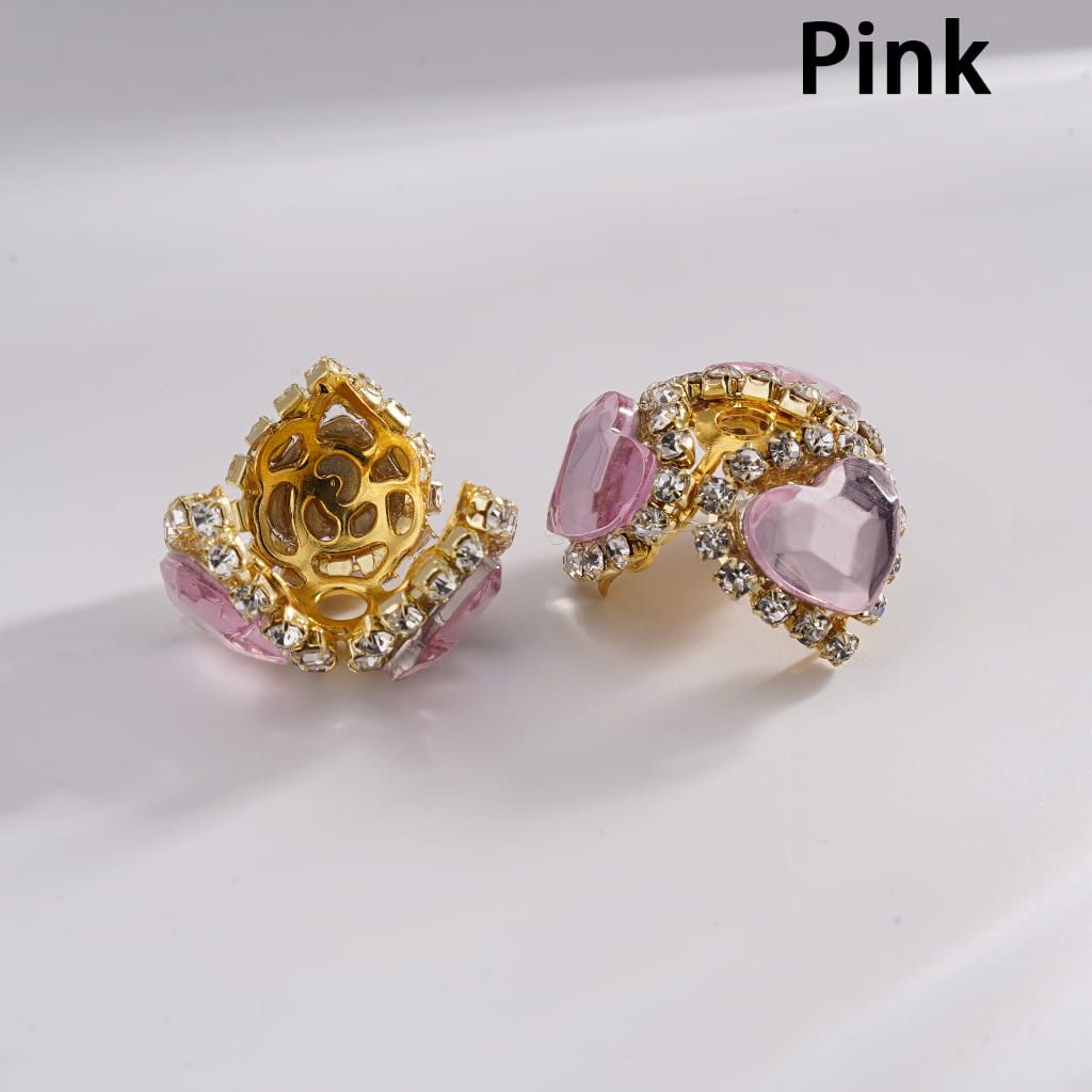 Fancy Bead Cages with Heart Rhinestones and Clear Rhinestone Chains, Gold Bead Cap, Multi-Color (They Fit 16MM Beads)