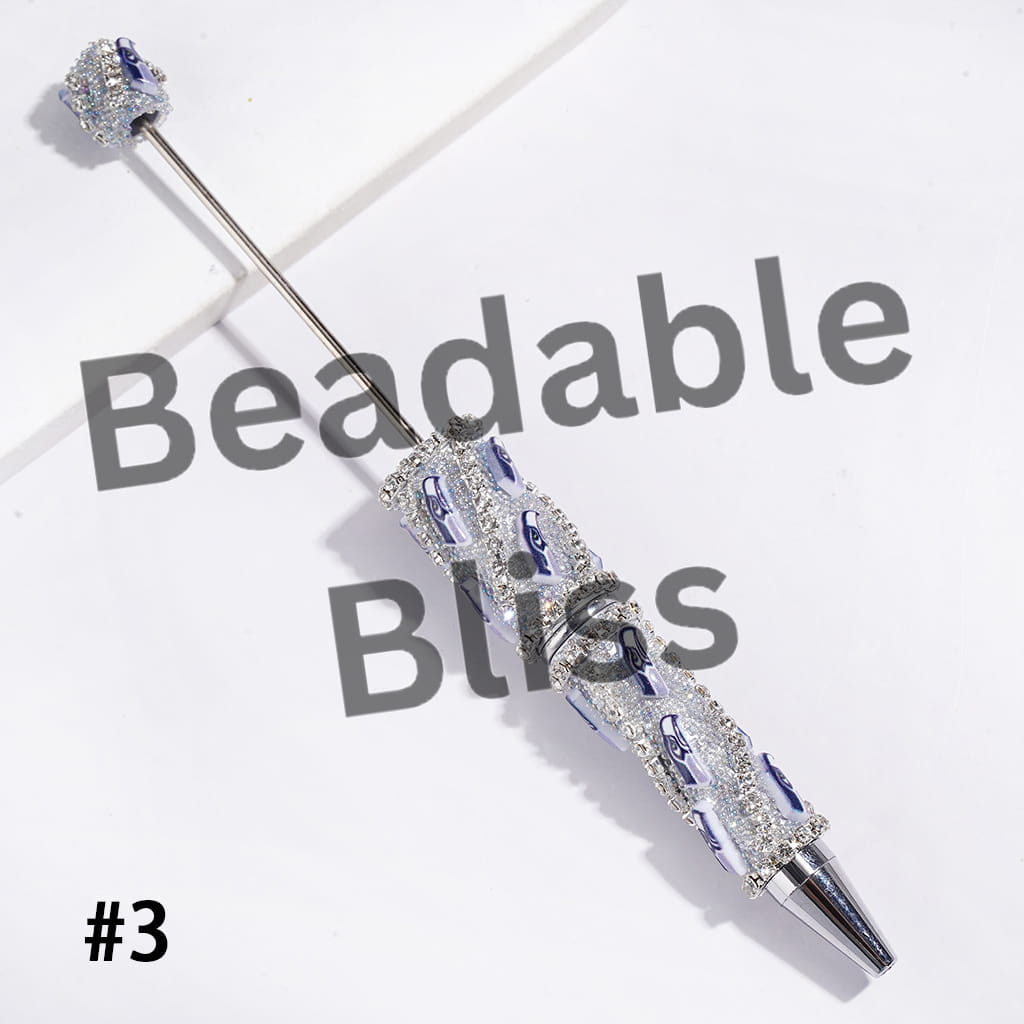 Beadable Pens with Mini Bubble Ball and Clear Rhinestone Chains, American Football Team Series (Update Other Style Later)