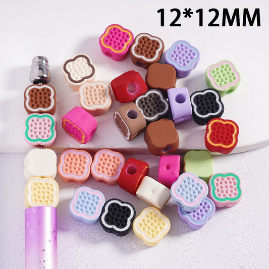 Colorful textured beads on a white background with '12*12MM' text.