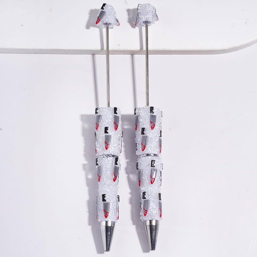 Beadable Sugar Pens Scary Knife with Red Liquid, White Pearls and Clear Cone Shaped Rhinestones
