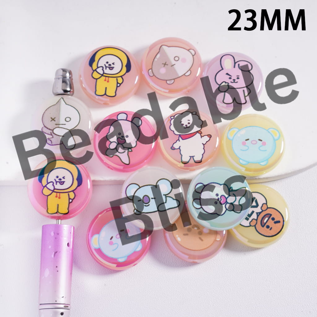 Set of colorful buttons with cartoon characters on a white background, branded 'handsontable'.
