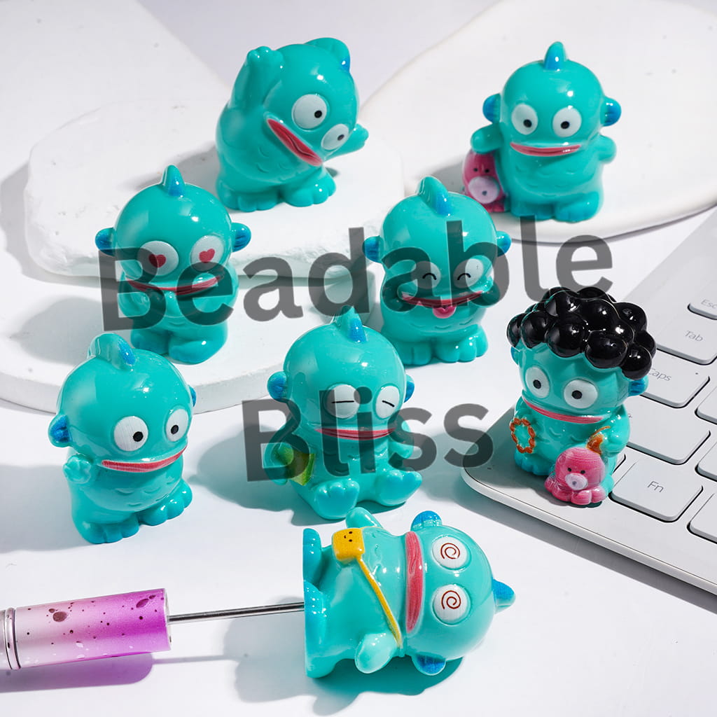 Teal Ugly Fish Character Series in Diverse Style Acrylic Figurine for Beads or Pen Toppers