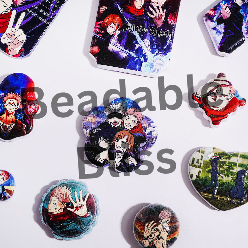 Japanese Manga High Students Character Acrylic Beads and Pendants, Random Mix