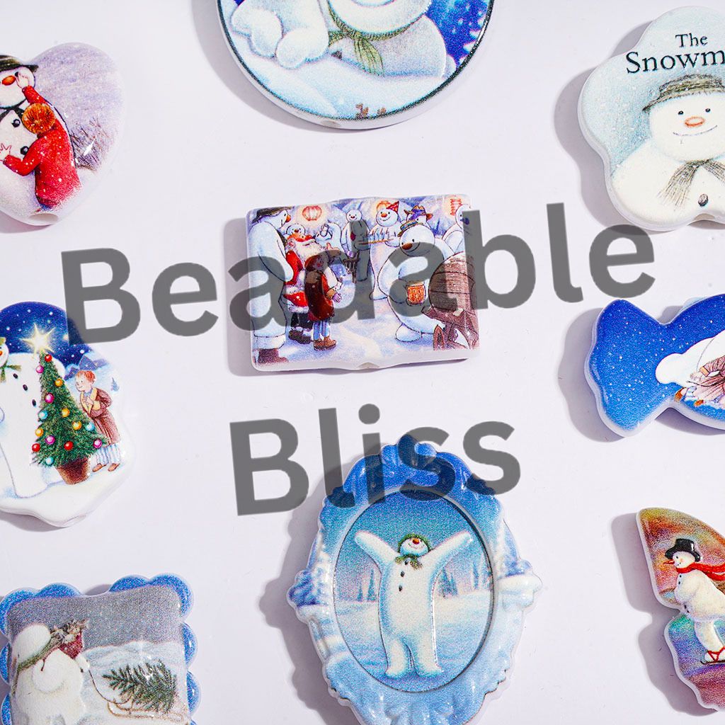 England Classic Snowman Picture Series Acrylic Beads and Pendants, Random Mix 