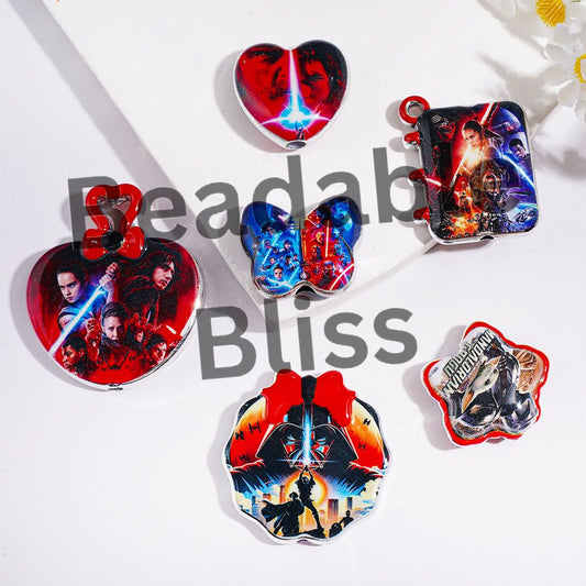 Acrylic Beads and Pendants with Space Saga Character Series, Random Mix